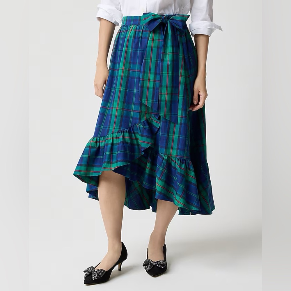 J.Crew Tartan wrap midi skirt